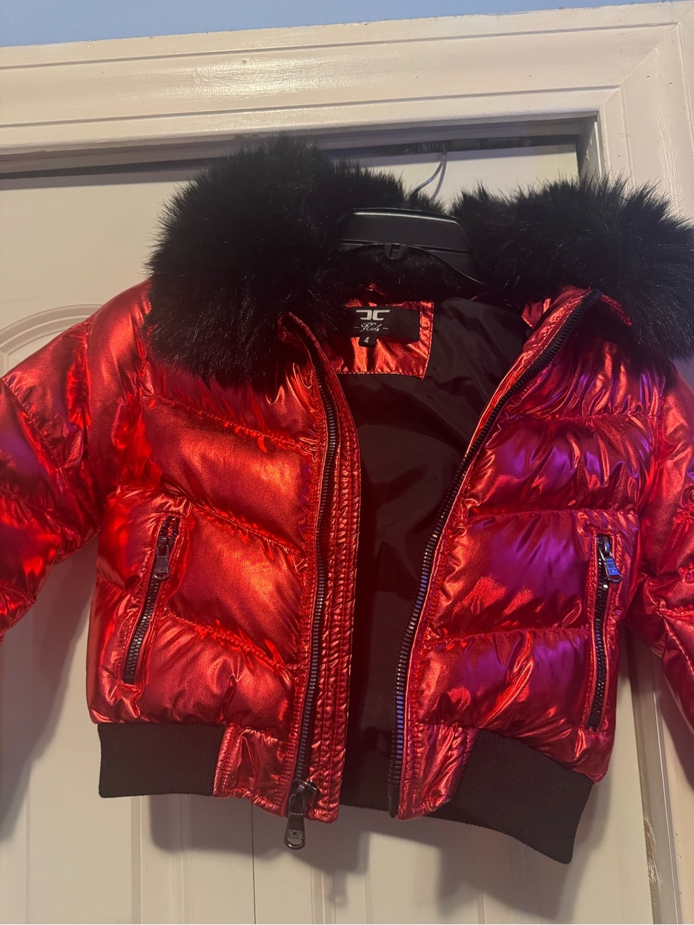 Jordan Craig metallic puffer jacket with fur